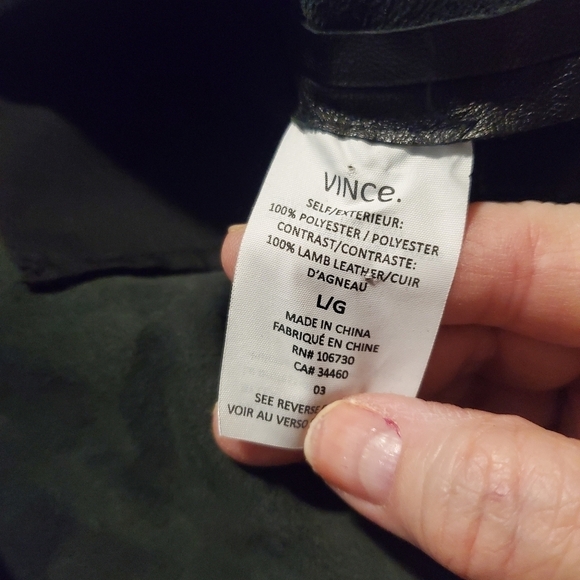 VINCE Lamb Leather Contrast Drawstring Black Dress Size Large, Chic, Stylish - Picture 12 of 15